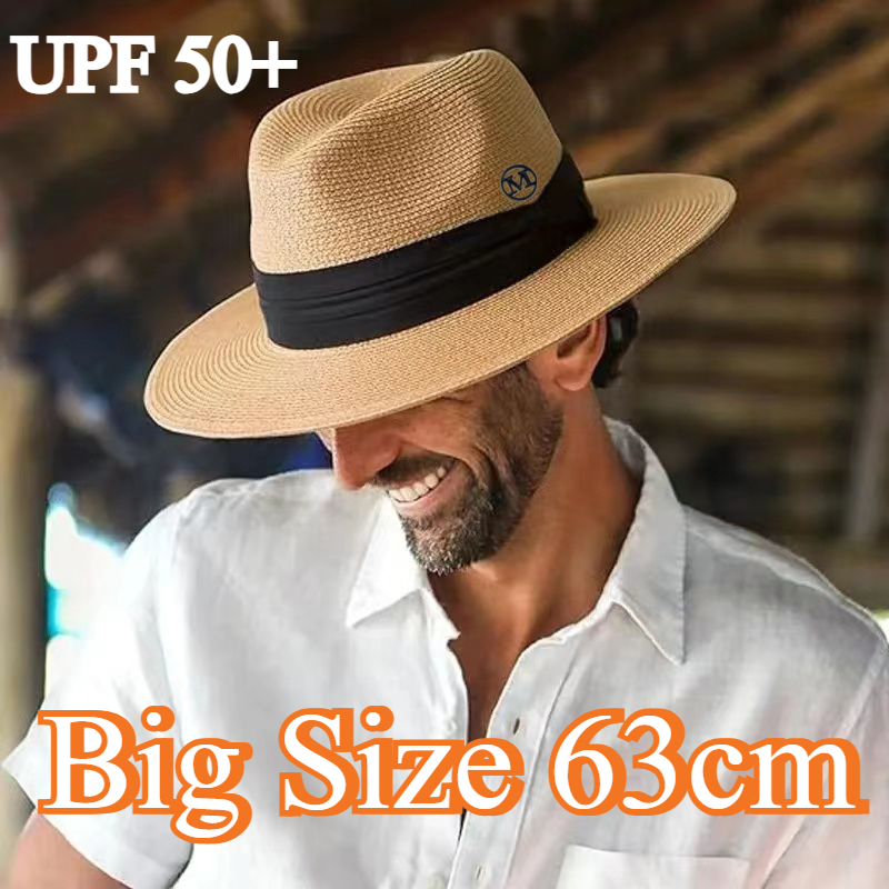 Bucket Hat Straw - Topi Jerami Panama Jazz Ukuran Besar