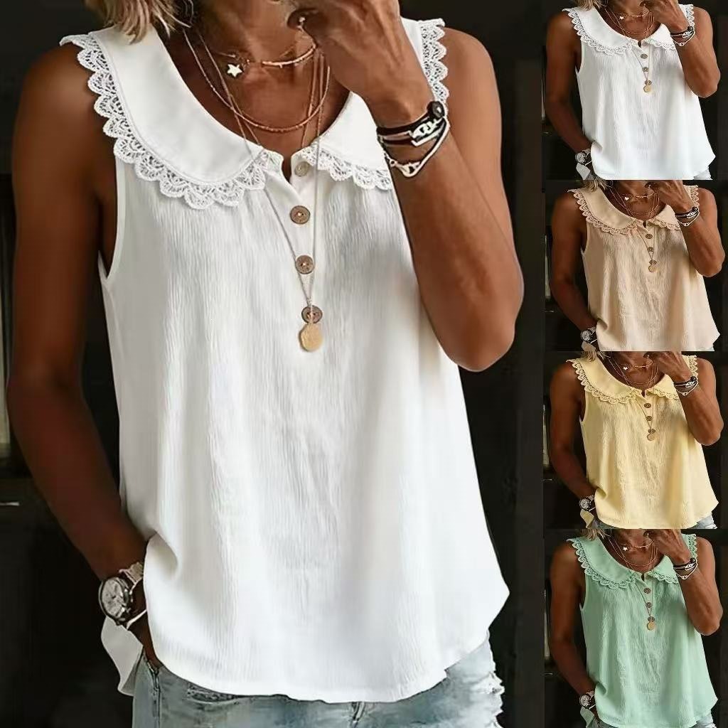 Blus Wanita Tanpa Lengan Model - Shirt Camp Collar ulasan dan harga