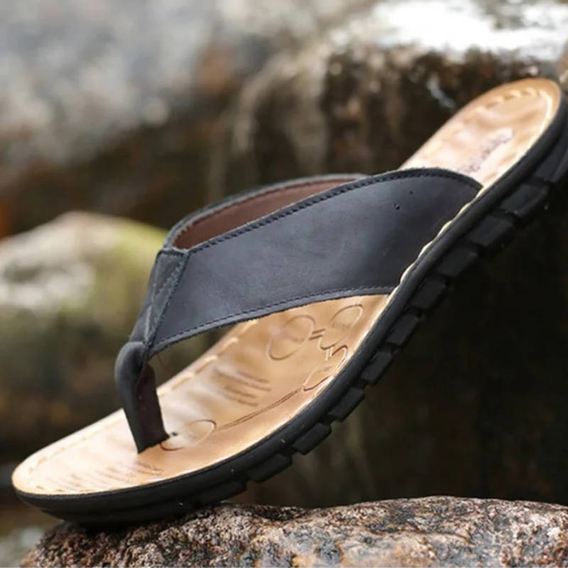Sandal Pria Roma Retro Warna S - Flip Flop Leather Men ulasan dan harga