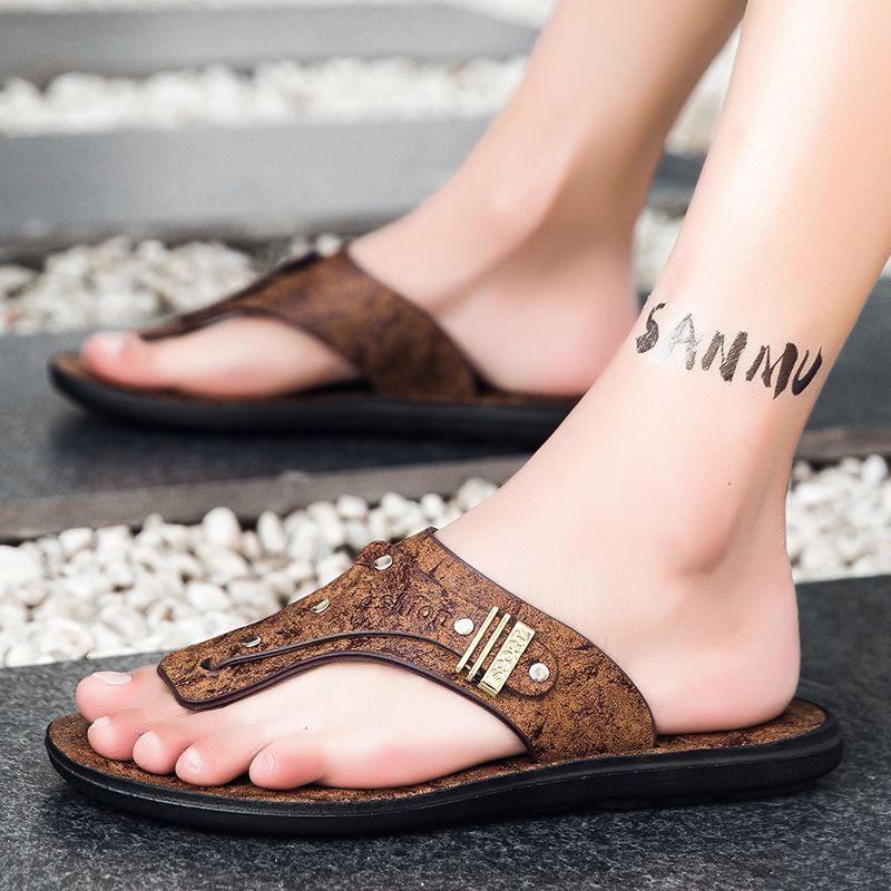 Sandal Jepit Pria Kulit Asli 2 - Flip Flop Leather Men ulasan dan harga